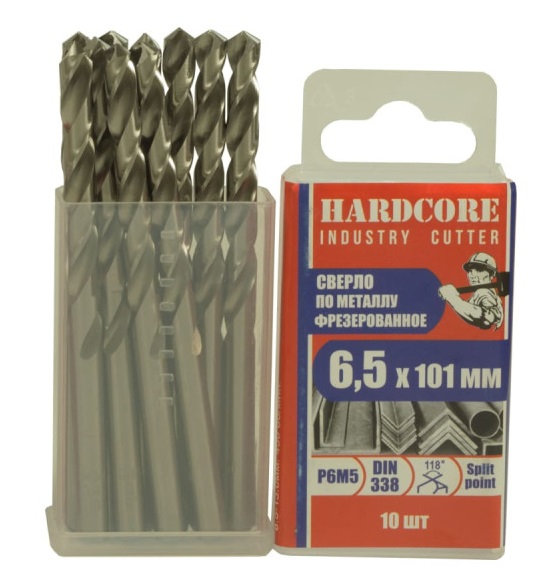 Сверло по мет. фрез. Р6М5 6,5х101мм 10шт