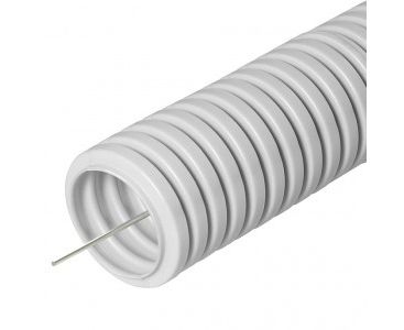 Труба гофр. Урал ПАК ПВХ d16 мм легкая серая с зондом (уп.10м) ГФ-0101716-010