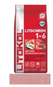 Затирка LITOCHROM 1-6, C.180 розовый фламинго, алюм. мешок 2кг (8шт упак.)