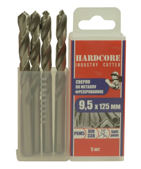 Сверло по мет. фрез. Р6М5 9,5х125мм  5шт