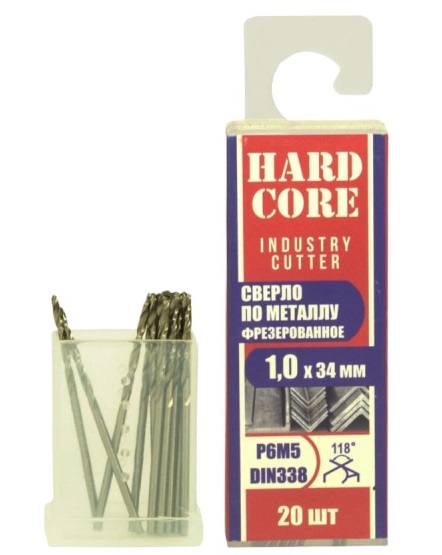 Сверло по мет. фрез. Р6М5 1,0х34мм 20шт
