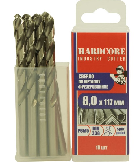 Сверло по мет. фрез. Р6М5 8,5х117мм 10шт