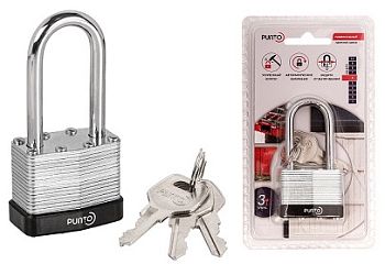 Замок навесной PK-6540 L 3 key англ.длинная дужка