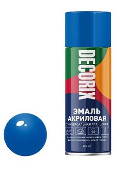 Аэрозольная эмаль унив. DECORIX, синий (А09) 520мл/12 шт