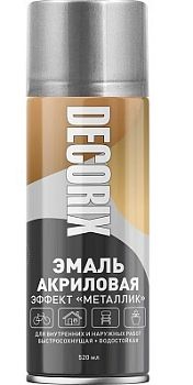 Аэрозольная эмаль "металлик" DECORIX, серебро (М303) 520мл/12 шт