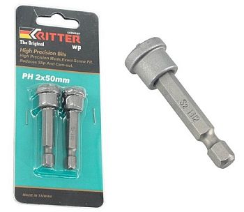 Бита Ritter WP PH с ограничителем (сталь S2) 2х50мм (2шт в блист.)