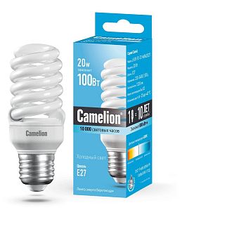 Лампа Camelion энергосберегающая LH20-FS-Т2-M 20/220/Е27/2700К 