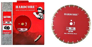 Диск алмазный сухой рез Бетон 350х3,2х10х25,4+12мм Hardcore