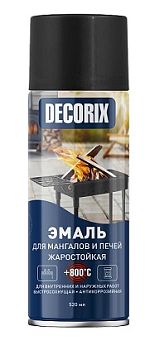 Аэрозольная эмаль для мангалов и печей +800 DECORIX, чёрный, 520мл/12 шт