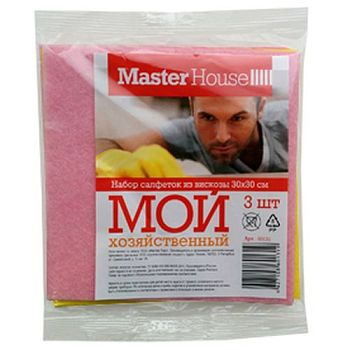 Салфетки Набор из 3х шт. из вискозы "Мой хозяйственный" 30x30см (60131) "Мастер Хаус"