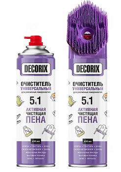 Универсальный очиститель 5в1 с активной пеной с колпачком-щёткой DECORIX, 650мл