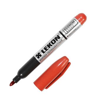 Маркер перманентный  Красный LEKON ECONOM 10/100/1200