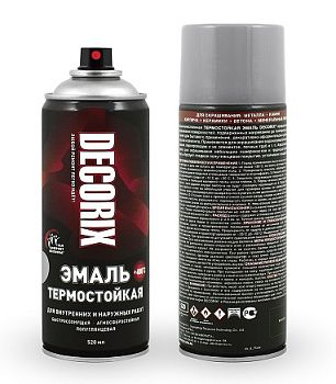 Аэрозольная эмаль термост. +400 DECORIX, алюминий (НН702) 520мл/12 шт
