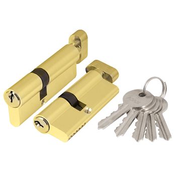 Цилиндр.механизм c верт. AX1002Knob70 (AX102/70) (30+10+30) PB латунь 5 кл.