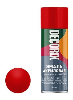 Аэрозольная эмаль унив. DECORIX, красный матов. (А19) 520мл/12 шт