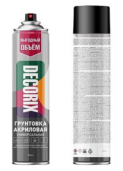 Аэрозольная грунтовка Универс. DECORIX, чёрная 780мл/12 шт