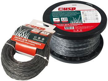 Леска 2,4 мм х 15м КВАДРАТ с нейлон.сердечн.скрученный (УСПЕХ) 15шт/уп