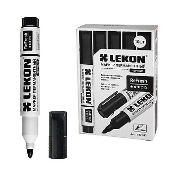 Маркер перманентный заправляемый Чёрный LEKON ReFresh 10/100/1000