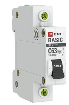 Выкл.автомат. EKF Basic ВА47-29 1Р 25А хар-ка С 4,5кА mcb4729-1-25C