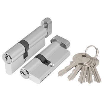 Цилиндр.механизм c верт. AX1002Knob60 (AX102/60) (25+10+25) CP хром 5 кл.