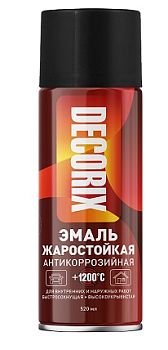 Аэрозольная эмаль жаростойкая +1200 DECORIX, чёрный 520мл/12 шт