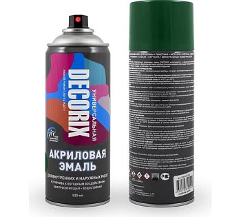 Аэрозольная эмаль унив. DECORIX, тёмно-зелёный (А15) 520мл/12 шт