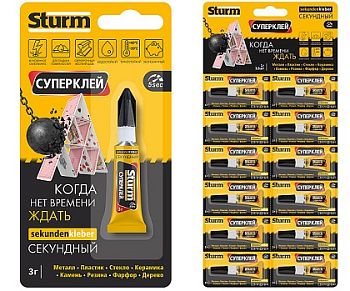 Суперклей "STURM" 3г, на мультикарте, 12шт