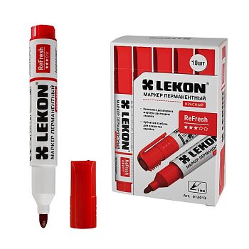 Маркер перманентный заправляемый Красный LEKON ReFresh 10/100/1000