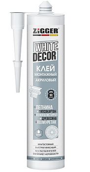 Клей «ZIGGER» WHITE DECOR, акриловый для декора, белый, 400 г, 24шт