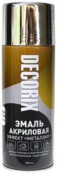 Аэрозольная эмаль "металлик" DECORIX, хром (М306) 520мл/12 шт