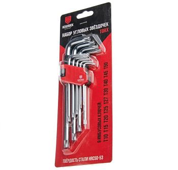 Набор имбусовых ключей  средний 9 предм. HEADROCK "TORX" 