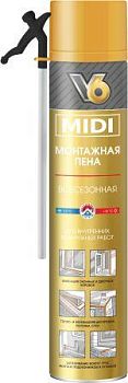 Пена бытовая "V6" MIDI всесезонная, 1000 мл., 12 шт