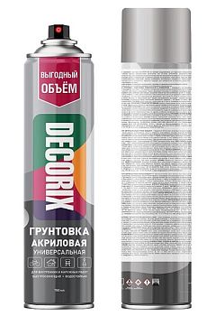 Аэрозольная грунтовка Универс. DECORIX, серая 780мл/12 шт