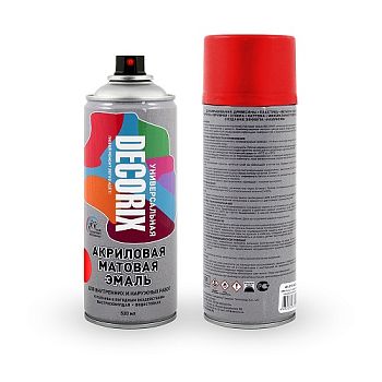 Аэрозольная эмаль унив. DECORIX, красный матов. (А19) 520мл/12 шт