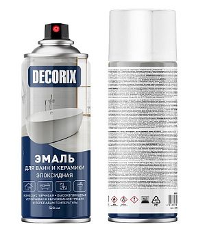 Аэроз. эмаль для ванн и керамики DECORIX белый RAL 9003,  520 мл/12