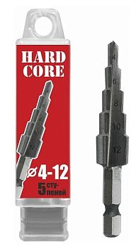 Сверло по мет. шаговое 4-12 мм (5 ступ.) "Hardcore"