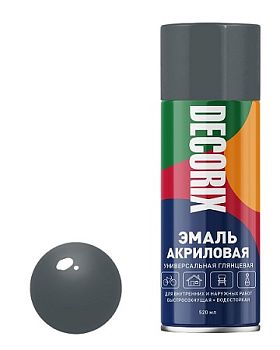 Аэрозольная эмаль унив. DECORIX, тёмно-серый (А28) 520мл/12 шт