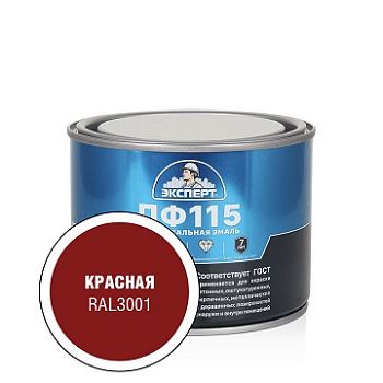 Эксперт Эмаль ПФ-115М, красная 0,4 кг, 12 шт.