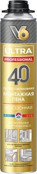 Пена пистолетная "V6" ULTRA 40 всесезонная, 1000 мл., 12 шт