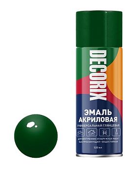 Аэрозольная эмаль унив. DECORIX, тёмно-зелёный (А15) 520мл/12 шт