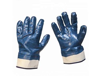 Перчатки Краги тверд.(манжет синие) 12/120шт