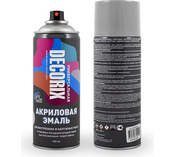 Аэрозольная эмаль унив. DECORIX, серебристый (А25) 520мл/12 шт